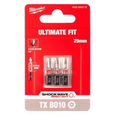 Bit udarowy Torx TX BO 10 25mm Milwaukee Shockwave Impact Duty 3szt.