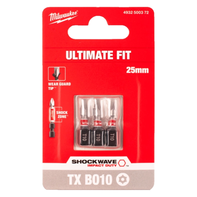 Bit udarowy Torx TX BO 10 25mm Milwaukee Shockwave Impact Duty 3szt.
