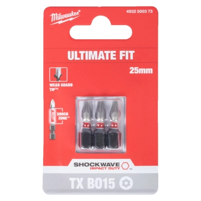Bit udarowy Torx TX BO 15 25mm Milwaukee Shockwave Impact Duty 3szt.