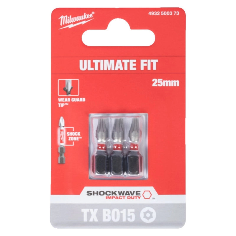 Bit udarowy Torx TX BO 15 25mm Milwaukee Shockwave Impact Duty 3szt.