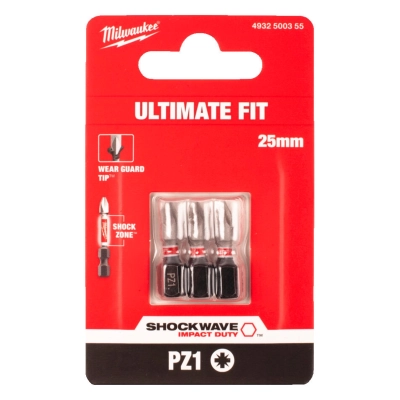 Bit udarowy PZ 1 25mm Milwaukee Shockwave Impact Duty 3 szt.