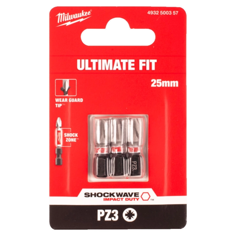 Bit udarowy PZ 3 25mm Milwaukee Shockwave Impact Duty 3 szt.