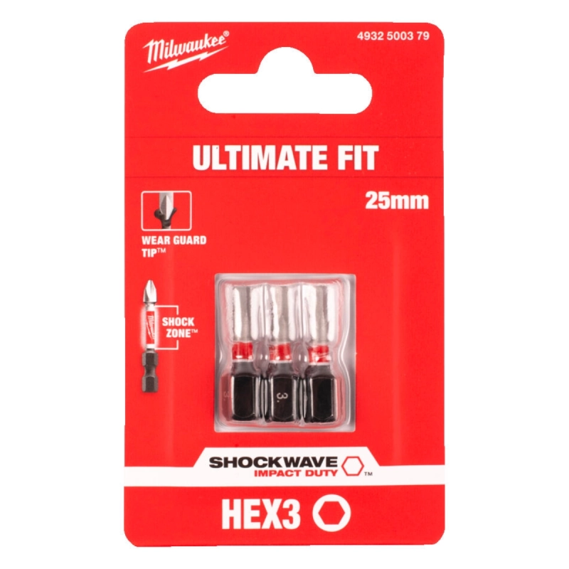 Bit udarowy HEX 3 mm 25mm Milwaukee Shockwave Impact Duty 3 szt.