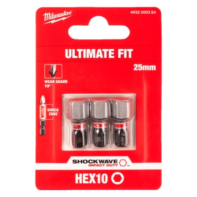 Bit udarowy HEX 10 mm 25mm Milwaukee Shockwave Impact Duty 3 szt.
