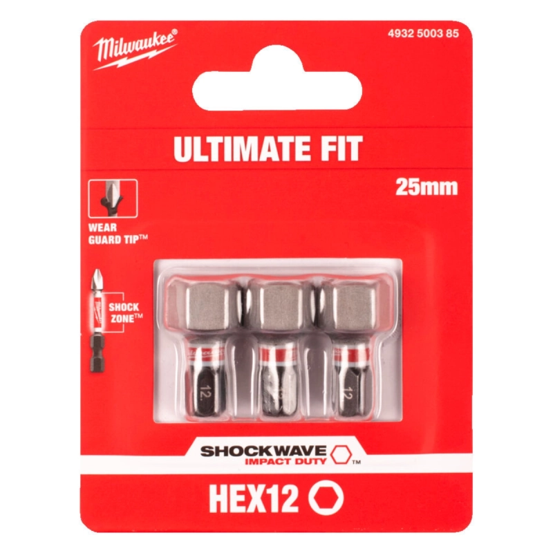 Bit udarowy HEX 12 mm 25mm Milwaukee Shockwave Impact Duty 3 szt.