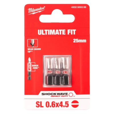 Bit udarowy SL0,6x4,5 25mm Milwaukee Shockwave Impact Duty 3 szt.