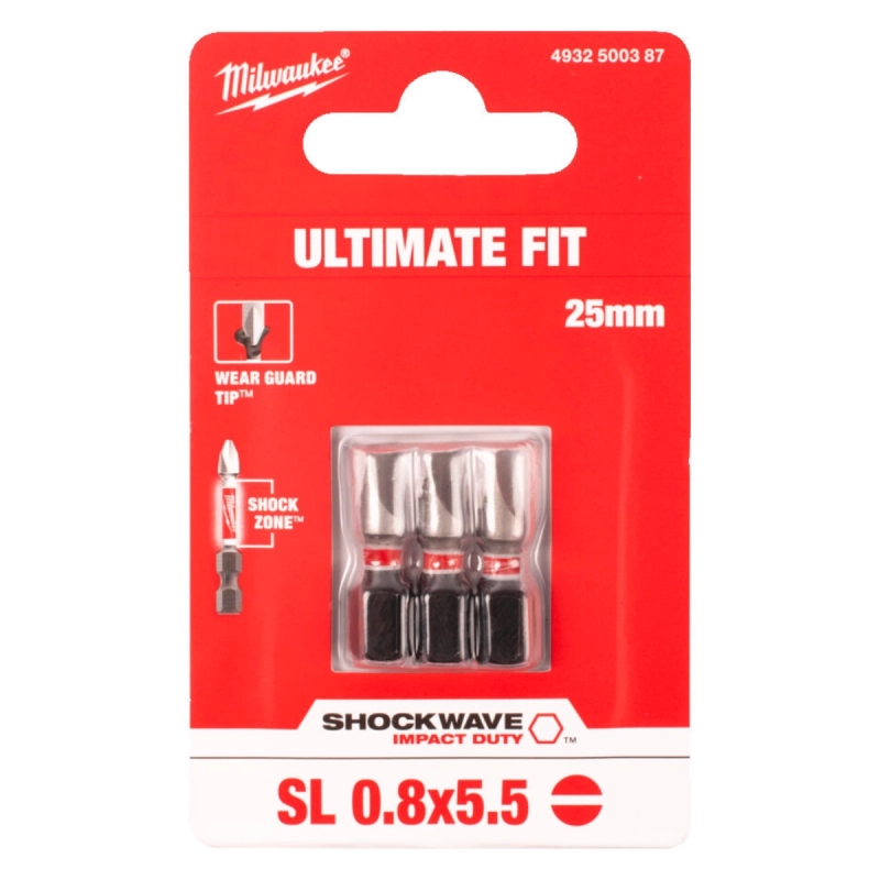 Bit udarowy SL0,8x5,5 25mm Milwaukee Shockwave Impact Duty 3 szt.