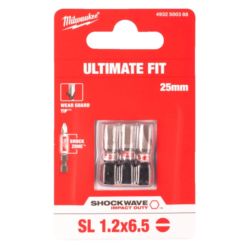 Bit udarowy SL1,2x6,5 25mm Milwaukee Shockwave Impact Duty 3 szt.