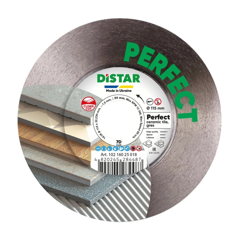 Tarcza diamentowa do cięcia gresu i ceramiki 115x1,5x22,23mm DISTAR PERFECT