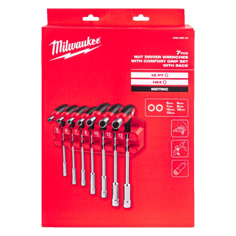 Zestaw kluczy nasadowych z uchwytem Comfort Grip Milwaukee 7szt.