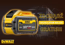 Zdobądź darmowy akumulator 54V XR FLEXVOLT 9Ah przy zakupie narzędzi DEWALT! Zdobądź darmowy akumulator 54V XR FLEXVOLT 9Ah przy zakupie narzędzi DEWALT!