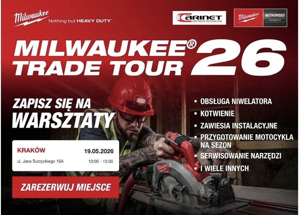 Milwaukee Trade Tour 2026 w Krakowie – wydarzenie w CARINET już 19 maja!