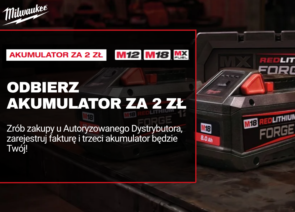 Akumulator Milwaukee za 2 zł – promocja Redemption Classic 2026