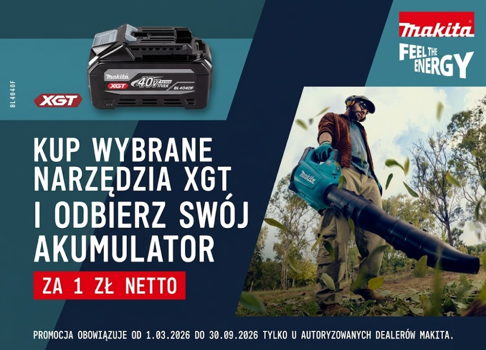 Promocja Makita XGT – odbierz akumulator BL4040F za 1 zł!